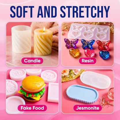 Craft Resin Fast-Curing Soft Silicone Mold Making Kit, Shore 15A – 34 oz | Cures In 4 Hours. Translucent Platinum Cure Silicone. 1:1 Liquid Silicone Mix, For Resin, Soap, Candle And Complex 3D Molds. - size: 34 Oz Soft