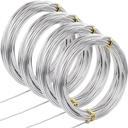 4 Pack 14 Gauge Aluminum Wire 131.2 Feet, Silver Aluminum Wire 2mm, Craft Armature Wires, Bendable Metal Wires for Making Beading Jewelry Craft Dolls Skeleton DIY Crafts (32.8 Per Roll) - size: 14 Gauge Wire D2.0mm