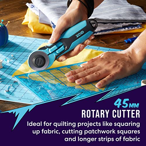 Zoid 45mm Rotary Cutter with Grip, Fabric Cutter Wheel, Rotary Cutter Blade, Mat Cutter, Craft Cutting Tool, Freehand Tool For Fabrics, Mats and Multiple Projects, Tbd - size: 45mm