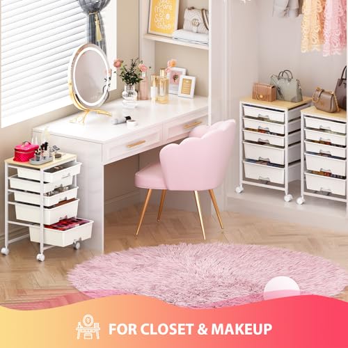 Goovilla Rolling Cart with 5 Drawers for Craft, Art, Dorm, Office, White - size: White
