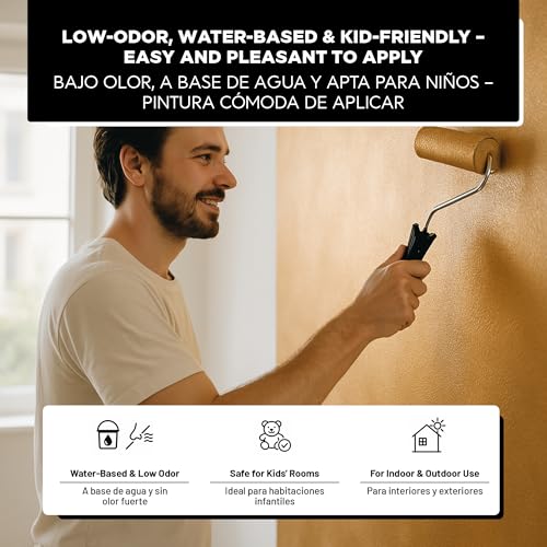 Metallic Wall Paint 67.62 fl oz - White - Stunning Metallic Shine for Stylish Interiors, Easy to Apply, Water-Based, Perfect for Creative Wall Designs & DIY Projects - color: White