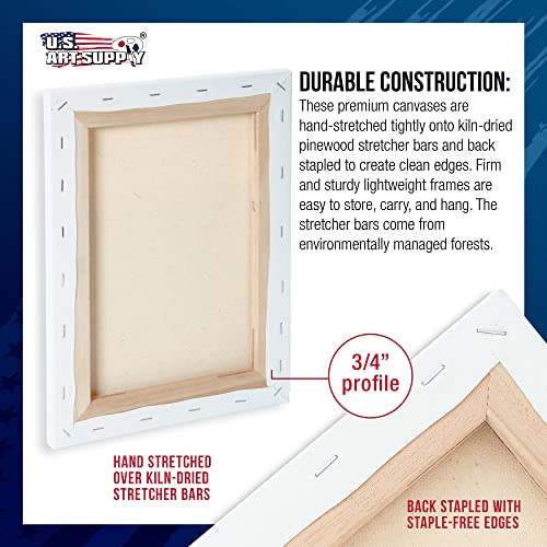 U.S. Art Supply 20"x30" Stretched Canvas for Painting, 3/4" Profile, 3-Pack - size: 20" x 30"