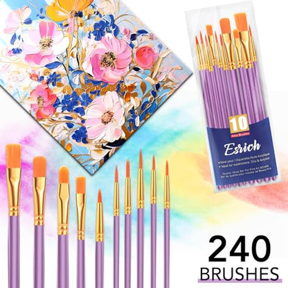 ESRICH 240PCS Paint Brushes, Paint Brush for Acrylic Painting - color: Purple, size: 240