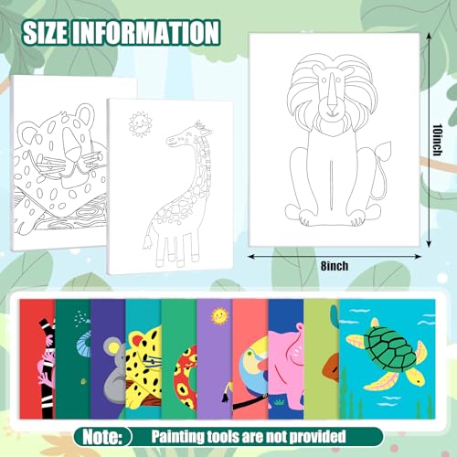 FYSUIMU 20Pcs Pre Drawn Canvas for Painting for Boys Girls Animal Pre Printed Canvas with Pictures to Paint Gift for Kids Beginners Students DIY Paint Art Supplies, 8 x 10 Inch