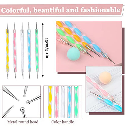 LOKUNN 14 Pcs Dotting Tools Embossing Tool Dotting Tools Set Rock Painting | Mandala Dot Painting Tools Ball Styluses with Box, Ball Tip Clay Tools, Pottery Clay Modeling Embossing Nail Art - size: 14 PCS