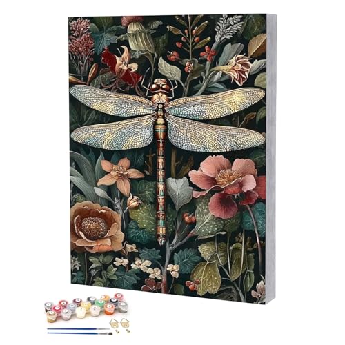 TBAIRO Framed Paint by Numbers Kit for Adults Beginner Dragonfly DIY Painting Kits for Adults Animals Easy Adult Paint by Number Kits on Canvas for Wall Art Decor 8x12 Inch - color: Dragonfly
