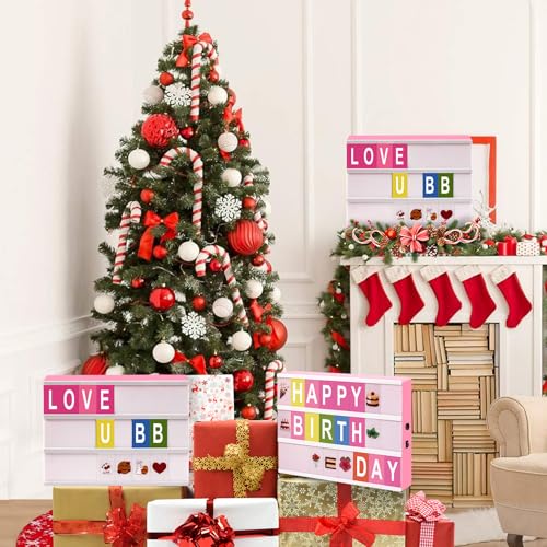 Cinema Light Box, A4 Size 16 Color Changing with 400 Letters Symbols(Pink) - color: Pink