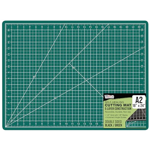 U.S. Art Supply 18"x24" Self-Healing Cutting Mat 5-Ply Green/Black | Double-Sided Green/Black Craft Mat, Non-Slip Cutting Mats for Crafts, Sewing, Quilting, Scrapbooking - color: Green/Black