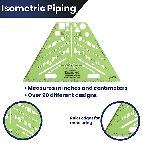 2 Pack - Pacific Arc Professional Plumbing Elevation Template Guide - style: Isometric Piping - 2 Pack