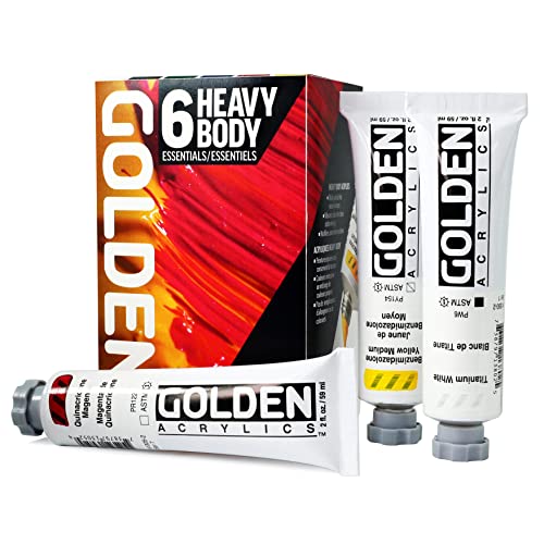 GOLDEN Heavy Body Acrylics Essentials Set, 6 x 2 fl. oz. Tubes
