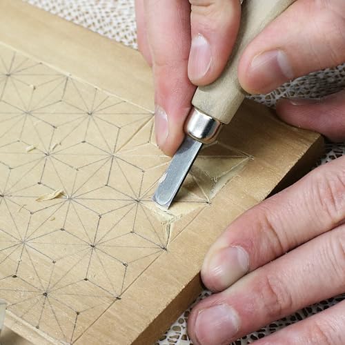 KAKURI Japanese Wood Carving Tools Set for Beginners (7 Pcs) Made in JAPAN, Wood Carving Knife for Woodblock Printing, Woodcut Printmaking, Linoleum Carving, Linocut - size: 7 Pcs