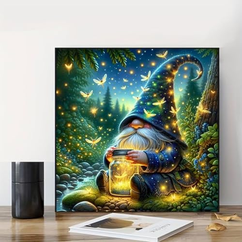 Gnome Paint by Numbers Kit for Adults, Adult Paint by Number Kits 16x16 in - color: Green Gnome