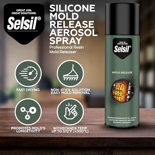 SELSIL Silicone Mold Release Aerosol Spray (13.5 fl oz) Professional Resin Mold Releaser, Non-Stick, Fast-Drying & Easy Mold Removal, (Pack of 1)