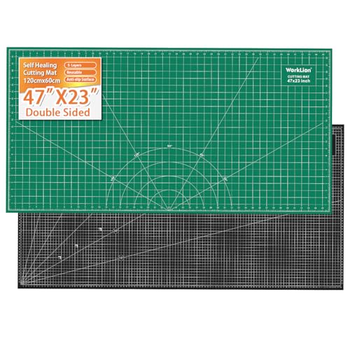Large self healing cutting mat: 47''x23'' Double-Sided Craft Cutting Board for Table, Slip-Resistant 5-Ply Large Cutting Mat for Sewing,Fabric & Crafts (Green/Black) - color: Black/Green, size: 47"L x 23"W