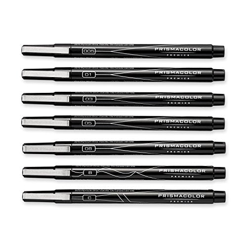Prismacolor 1738862 Premier Illustration Markers, Assorted Tips, Black, 7-Count - size: 7-Count