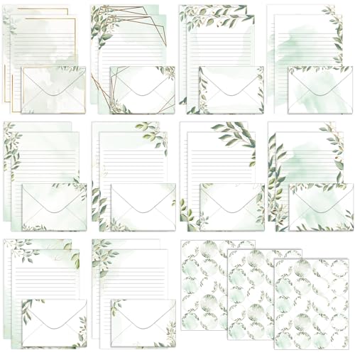 TaoBary 160 Pcs Eucalyptus Stationery Paper and Envelopes Set - size: 5.5 x 8.25 Inch, style: Eucalyptus