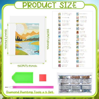 Xuhal 30 Pcs Landscape Small Diamond Painting Kits for Adults Sunrises & Sunset Mini Diamond Art Kits Mini Mountain Landscape Rhinestones Crafts with Cardboard for Home Wall Decor - style: Scenery