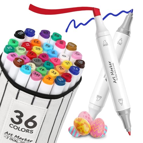 IONSGAKO 36 Colors Alcohol Markers Set,Dual Tip Coloring Markers for Adult - color: 36 Colors
