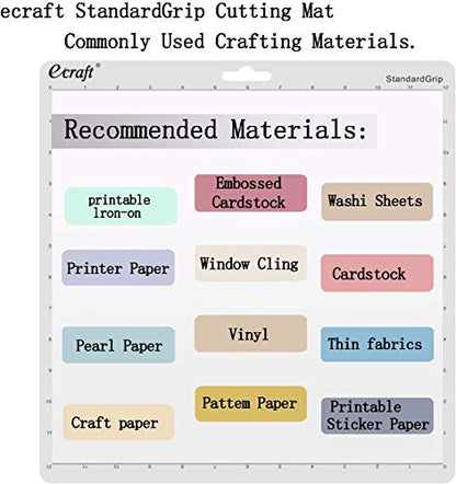 Ecraft 12x12 Cutting Mat 5-Pack for Silhouette Cameo 5/4/3/2/1, Variety Grip (StrongGrip, StandardGrip, LightGrip), Gridded Non-Slip Replacement Mats for Crafts, Quilting & Sewing - color: Multicolor - LightGrip (1), StandardGrip (3), StrongGrip (1) (5 pa