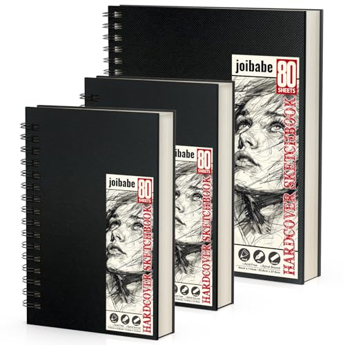 2PACK 5.5x8.5 and 1Pack 9 x 11 inches Hardcover Sketch Book，3 Pack 80-Sheets (68lb/100gsm)，Double-Sided Hardbound Sketchbook, Spiral Bound,Acid Free Painting Art Paper for Kids and Adults - size: 5.5 x 8.5 inches (2 Pack) + 9 x 11 inches (1 Pack)