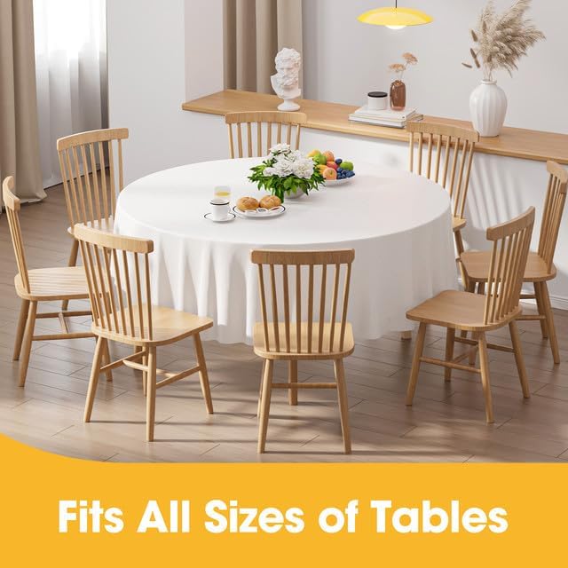 Niuara White Plastic Table Cloth Disposable, 4 Pack, 84 in | Round, Table Covers, Holiday Parties, Gatherings - color: White, size: 84" Round - 4 Packs