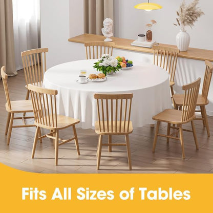 Niuara White Plastic Table Cloth Disposable, 4 Pack, 84 in | Round, Table Covers, Holiday Parties, Gatherings - color: White, size: 84" Round - 4 Packs