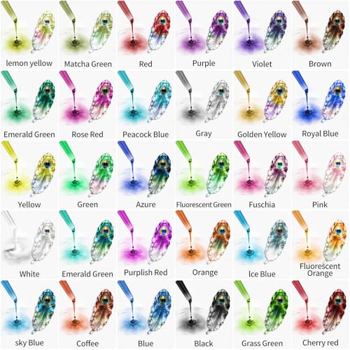 Epoxy Resin，UV Resin Dye 30 Colors Liquid Pigment Set 300ml- Highly Concentrated Translucent Resin Colorant for Jewelry Making, Tumblers, Art Crafts DIY - 10ml Each Bottle