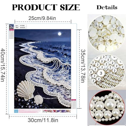 2 Pack Ocean Waves Diamond Art Pearl Painting Kits for Adults (12×16 inch) - color: WYZ090+WYZ091