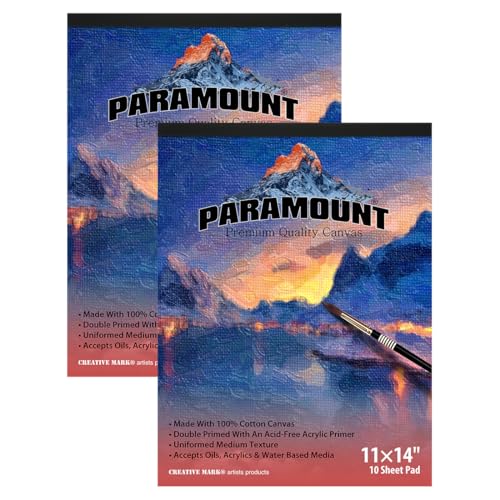 Paramount Universal Primed Premium Cotton Canvas Pads - 2 Pack - 11" x 14" - Universal Double Primed Cotton Canvas Pads for Drawing, Painting, Travel, & More - size: 11" x 14"