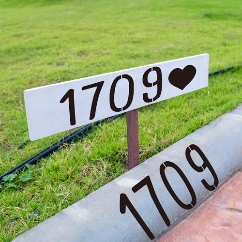 14 Inch Large Symbol and Numbers Stencils, Reusable Templates Interlocking 0-9 Address Number Stencil Kit for Painting on Trash and Recycling Bin, Wood, Wall, Patio, DIY Art Craft Projects - size: 14 inch