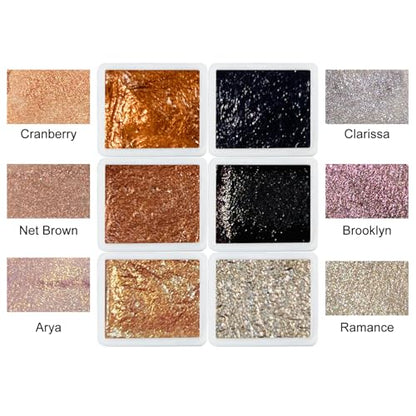 Handmade Shimmer Metallic Watercolor Paint Calligraphy Ink Shimmery Diamond Water Color Hand Lettering Half Pans (Midsummer Night's Dream) - color: Midsummer Night's Dream
