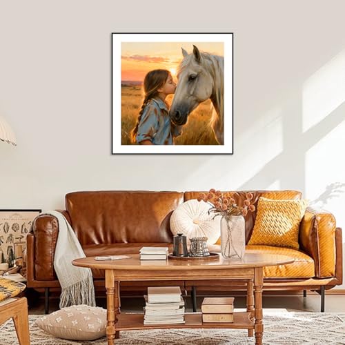 Aicomeon Diamond Painting Kits for Adults Horse Diamond Painting Kits | 12x12 In, Easy DIY for Beginners, Full Drill Round Dot Gem Art Mosaic Stress Relief Craft, Home Wall Decor Gifts - color: Horse