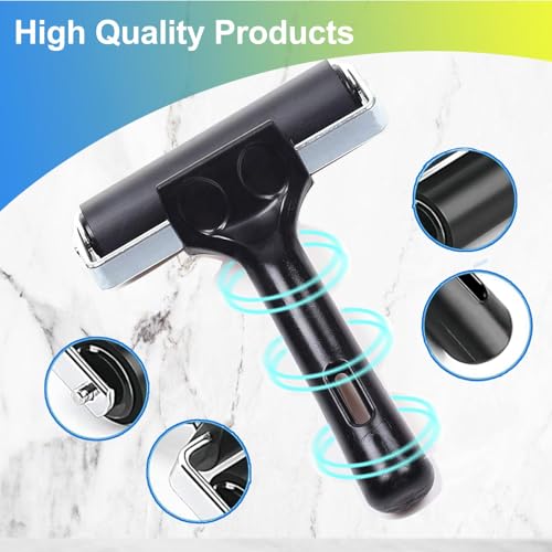 4 Inch Professional Rubber Roller with Comfort Grip Handle - Stainless Steel Core Printmaking Tool for Art Printing, Craft Creation, Gluing, Floor Installation & Marine Applications