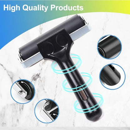 4 Inch Professional Rubber Roller with Comfort Grip Handle - Stainless Steel Core Printmaking Tool for Art Printing, Craft Creation, Gluing, Floor Installation & Marine Applications