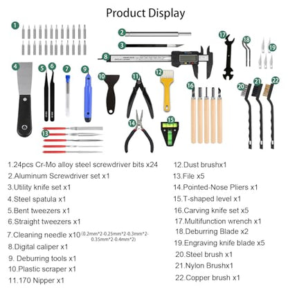 3D Printer Tool Kit, 68Pcs 3D Printing Tool Kit Assembly/Removal/Digital Caliper/Deburring/Model Processing/Spirit Level/Cleaning Tool Set Box 3D Printer Accessories for 3D Printing - color: 3D Printer Tool Kit Box-1