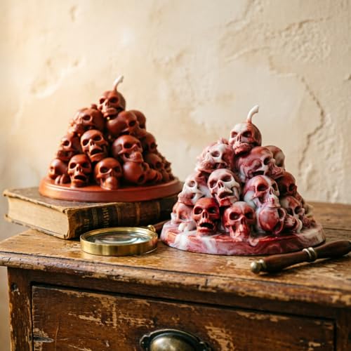 Wehous Stacked Skull Candle Molds for Candle Making, Cool Halloween Skull Silicone Molds for Epoxy Resin Casting Concrete Candle Soap Wax Mold, 3D Chocolate Cake Fondant Halloween Ornament Mold - color: Skull