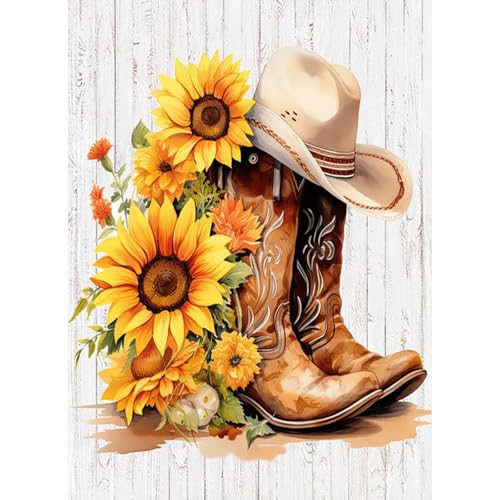 AIBOERL Diamond Art Kits for Adults，DIY Boots Diamond Painting Wall Decor | Round Drill Vintage Boots Diamond Painting for Beginners DIY Rhinestone 5D Diamond dots(Gemstone Craft)Wall Art Gift 12x16IN - color: DP00303