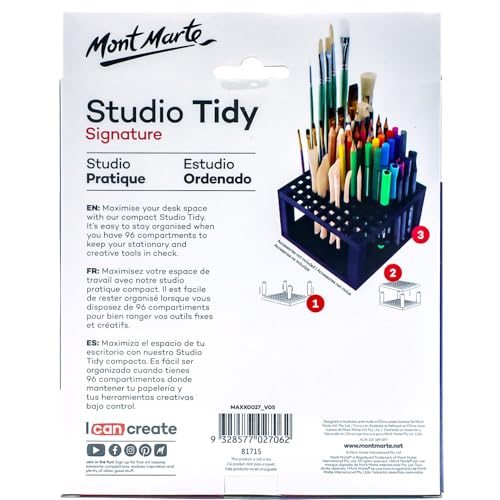 MONT MARTE 96 Hole Plastic Pencil & Brush Holder for Paint Brushes, Pencils, Markers, Pens and Modeling Tools. Provides Excellent Art Studio Organization.