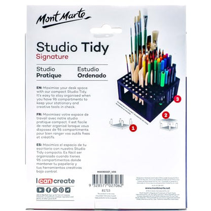 MONT MARTE 96 Hole Plastic Pencil & Brush Holder for Paint Brushes, Pencils, Markers, Pens and Modeling Tools. Provides Excellent Art Studio Organization.