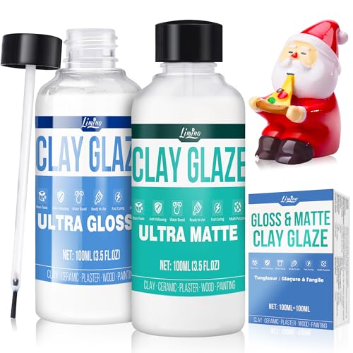 Air Dry Clay Glaze - Upgraded Polymer Clay Glaze, 2 x 100ml Ultra Gloss and Matte Finish Varnish Pottery Glaze, Clay Sealant to Prevent Scratches, Wear, Cracking - Professional Clay Tools, Quick Dry - size: Gloss+Matte