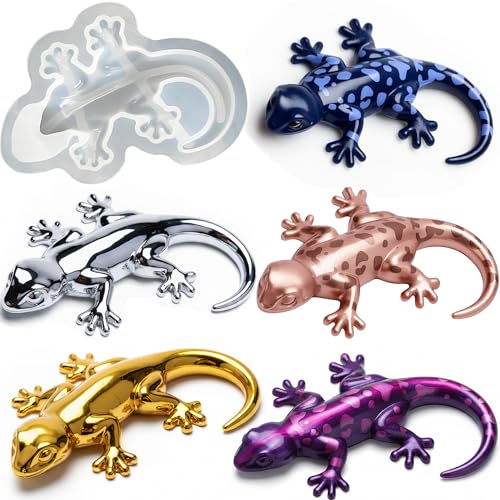 Lizard Resin Molds, Animal Silicone Molds for Epoxy Resin Casting | 3D Lifelike Lizard Epoxy Resin Molds for Plaster, DIY Art Crafts, Home Decor, Wall Desktop, Cabinets Decor, Candle, Soap - color: Gecko Resin Mold