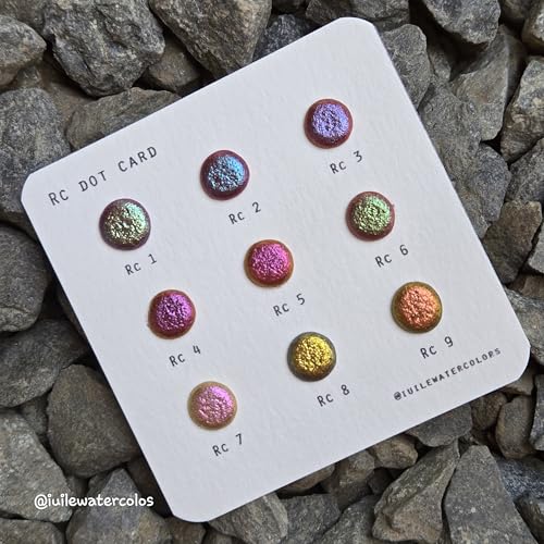 IUILE Handmade Watercolor Paints - RC Dot Card (9 colors). Color Shift, Metallic, Shiny, Shimmer - color: RC Dot