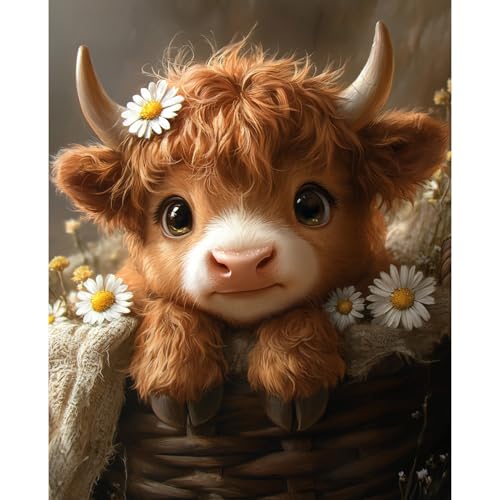 obterie Cow Paint by Numbers Kit for Adults Beginner Animal Oil Painting Kit Adult Paint by Number Kits on Canvas DIY Painting for Beginners Art by Numbers for Gifts Home Wall Decor 16x20 Inch - color: YF003
