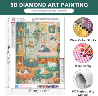 Zythron Diamond Art Kits for Adults,Cat Diamond Painting Kits for Beginner - color: Cat-A