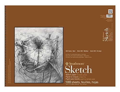 Strathmore 400 Series 14-inch x 17-inch Spiral Bound Sketch Pad, 100 Sheets/Pad (60370) - size: 14x17, style: 100 Sheets