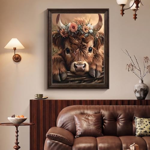 Mosaflare 5D Highland Cow Diamond Painting Kits for Adults 12x16 Inch - color: KM548-1