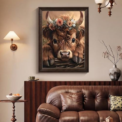 Mosaflare 5D Highland Cow Diamond Painting Kits for Adults 12x16 Inch - color: KM548-1