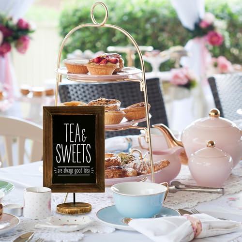 MyGift 12x7 Inch Framed Tabletop Chalkboard Signs with Stand Set of 2 | Reusable Writing Surface, Stable Easel Stand, Double Sided Display, Wedding Event Décor, Home Business Messaging - color: Burnt Wood, Set of 2