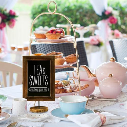 MyGift 12x7 Inch Framed Tabletop Chalkboard Signs with Stand Set of 2 | Reusable Writing Surface, Stable Easel Stand, Double Sided Display, Wedding Event Décor, Home Business Messaging - color: Burnt Wood, Set of 2