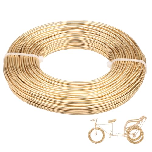 12 Gauge Aluminum Wire 100FT, 2mm Bendable Metal Anodized Aluminum Wire for Sculpting Jewelry Making Crafts Wreath Beading Floral(Tin Gold) - color: Tin Gold